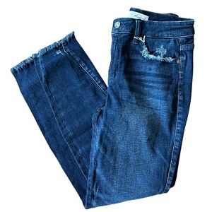 KanCan Distressed Frayed Hem Dark Wash Skinny Jesns Sz 27 EUC